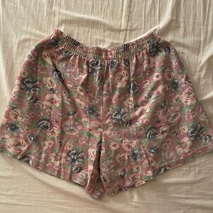 Vintage Floral High-Waisted Shorts | Elastic Waist | Made in USA